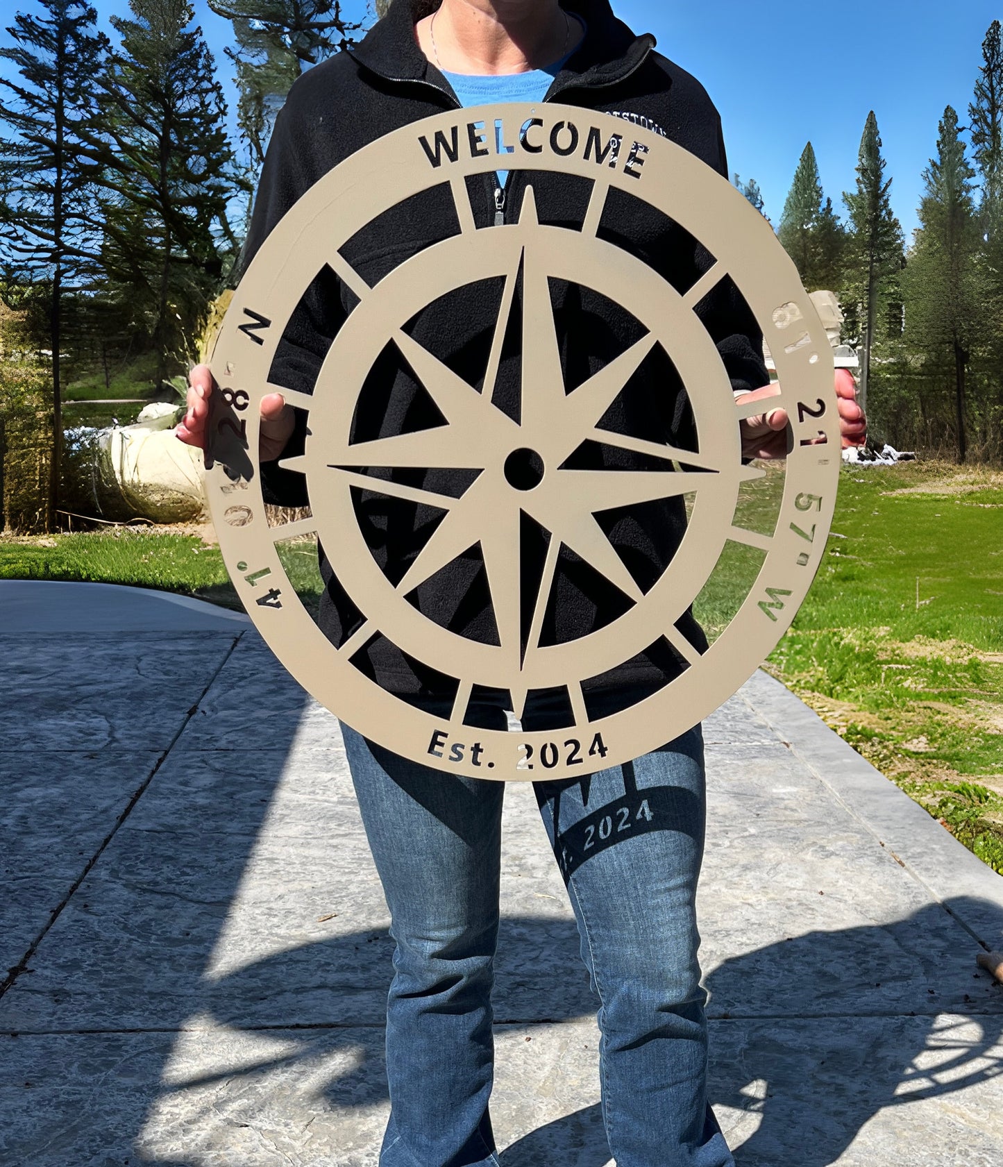 Personalized Compass Metal Sign, Customizable Metal Sign, House Sign, Address Sign, Compass Sign, Metal Art, Personalized Compass Sign