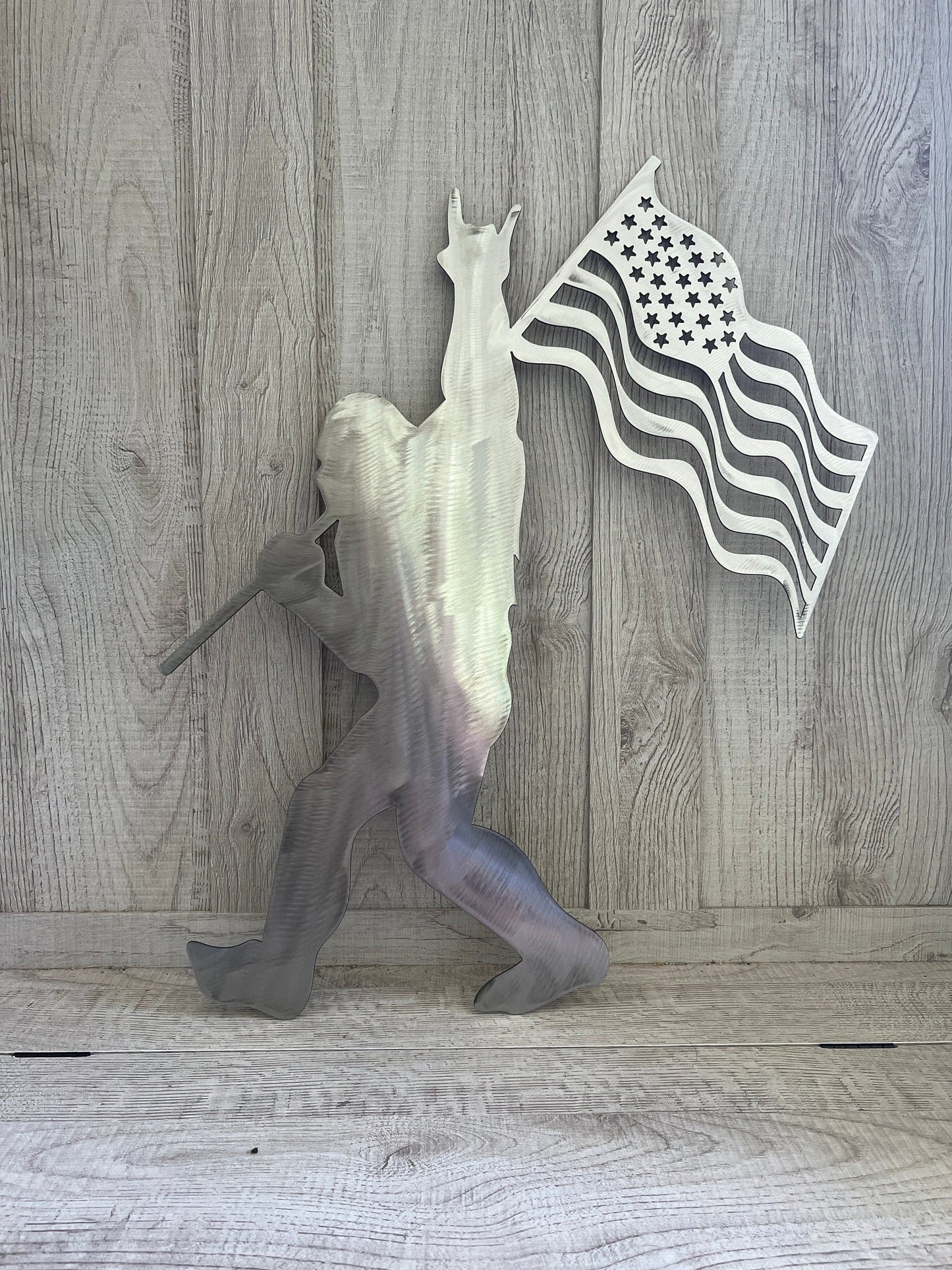 Sasquatch Sign, Sasquatch America Sign, USA Sasquatch Sign, 4th of July Sasquatch, Sasquatch Metal Sign, American Sign, Sasquatch with Flag