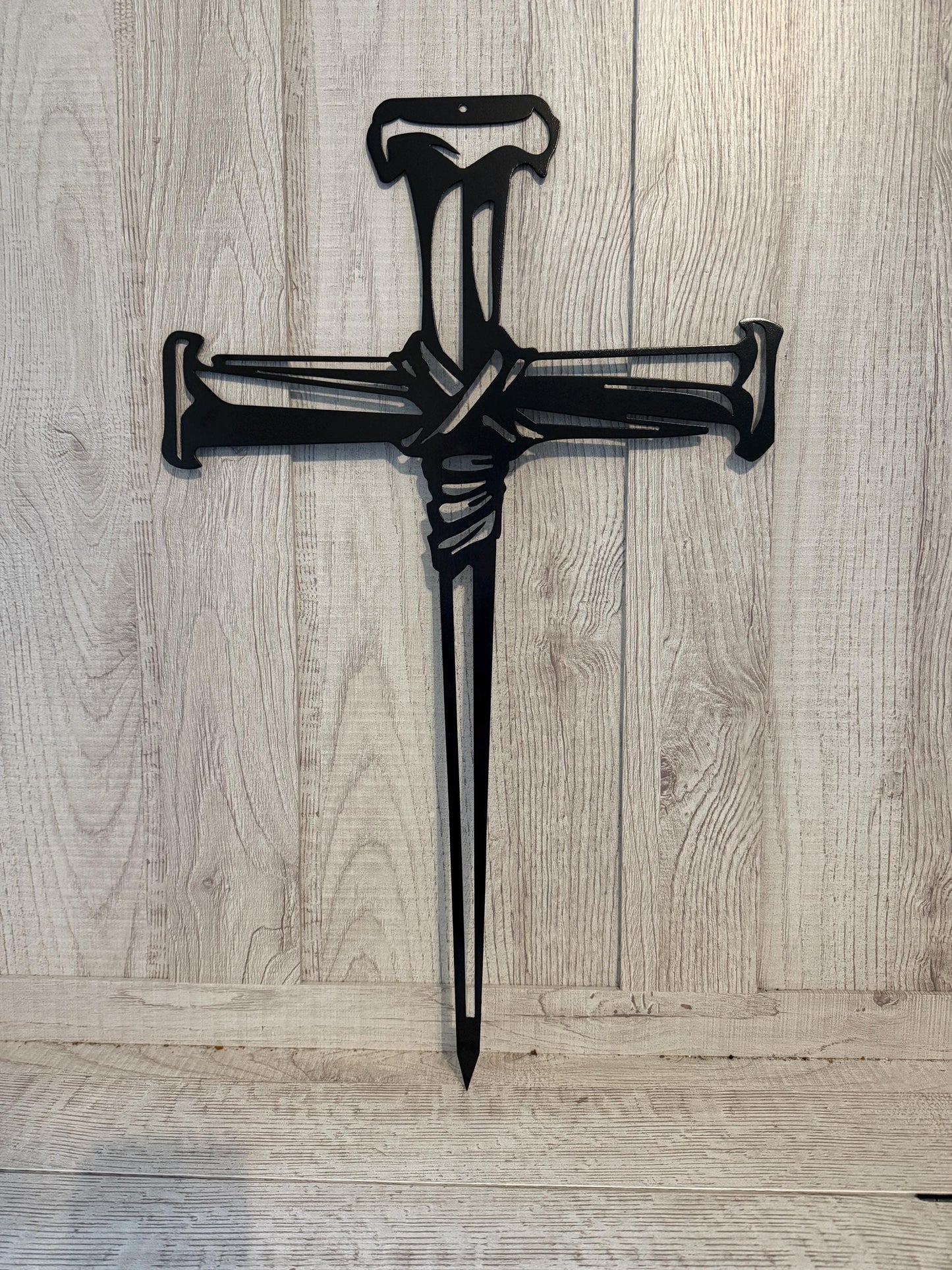 Metal Cross, Cross Sign, Religious Sign, Cross made of Nails, Jesus, Religious, Religion, Custom Sign