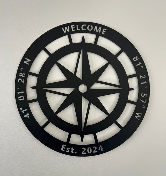 Personalized Compass Metal Sign, Customizable Metal Sign, House Sign, Address Sign, Compass Sign, Metal Art, Personalized Compass Sign