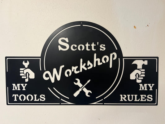 Workshop Sign, Garage Sign, Tool Sign, Dad's Workshop, Pappy's Workshop, Custom Sign, Custom Metal Sign